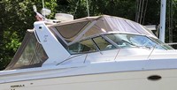 Photo of Formula 41 PC Ameritex, 1999: Bimini Top, Connector, Side Curtains, Camper Top, Camper Side and Aft Curtains, viewed from Starboard Front 