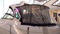 Four Winns® V355 Camper-Top-Canvas-Seamark-OEM-G™ Factory Camper CANVAS (no frame) with zippers for OEM Camper Side and Aft Curtains (not included) (Bimini and other curtains sold separately), OEM (Original Equipment Manufacturer) (Camper-Tops may have been SeaMark(r) vinyl-lined Sunbrella(r) prior to 2008 through 2018, now they are Sunbrella(r) to avoid mold issues)