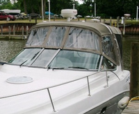 Four Winns® Vista 298 Bimini-Visor-OEM-G2™ Factory Front VISOR Eisenglass Window Set (typ. 3 front panels, but 1 or 2 on some boats) zips between front of OEM Bimini-Top (not included) and Windshield (NO Side-Curtains, sold separately), OEM (Original Equipment Manufacturer)