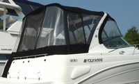 Four Winns® Vista 348 Bimini-Valance-SeaMark-OEM-G2™ Factory Bimini VALANCE (Zipper strip to Arch) joins the OEM Bimini-Top (not included) and Side-Curtains (not included) to the Front of the Radar Arch, factory OEM (Original Equipment Manufacturer)