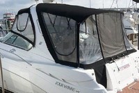 Four Winns® Vista 348 Bimini-Valance-SeaMark-OEM-G2™ Factory Bimini VALANCE (Zipper strip to Arch) joins the OEM Bimini-Top (not included) and Side-Curtains (not included) to the Front of the Radar Arch, factory OEM (Original Equipment Manufacturer)