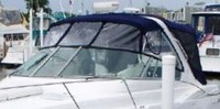 Four Winns® Vista 378 Bimini-Top Bimini-Visor-OEM-G2.5™ Factory Front VISOR Eisenglass Window Set (typ. 3 front panels, but 1 or 2 on some boats) zips between front of OEM Bimini-Top (not included) and Windshield (NO Side-Curtains, sold separately), OEM (Original Equipment Manufacturer)