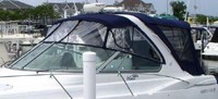 Photo of Four Winns Vista 378 Bimini Top, 2004: Bimini Top, Front Visor, Side Curtains, Camper Top, Camper Side and Aft Curtains, viewed from Port Side 