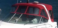 Photo of Four Winns Vista 378, 2003: Bimini Top, Front Visor, Side Curtains, Camper Top, Camper Side and Aft Curtains, viewed from Port Side 