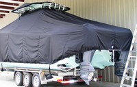 Photo of Freeman 33 20xx T-Top Boat-Cover T-Top Storage BonNet, viewed from Port Rear 