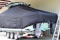 Photo of Freeman 34 20xx T-Top Boat-Cover T-Top Storage BonNet, viewed from Port Rear 