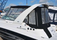Glastron® GS 259 Camper-Top-Aft-Curtain-OEM-T3™ Factory Camper AFT CURTAIN with clear Eisenglass windows zips to back of OEM Camper Top and Side Curtains (not included) and connects to Transom, OEM (Original Equipment Manufacturer)