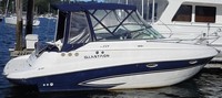Photo of Glastron GS 259, 2008: No Arch Bimini Top, Visor, Side Curtains, Camper Top, Camper Side and Aft Curtains, viewed from Starboard Rear 