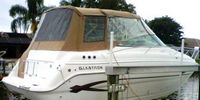 Glastron® GS 279 Camper-Top-Aft-Curtain-OEM-T3™ Factory Camper AFT CURTAIN with clear Eisenglass windows zips to back of OEM Camper Top and Side Curtains (not included) and connects to Transom, OEM (Original Equipment Manufacturer)