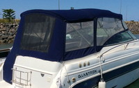 Glastron® GS 279 Camper-Top-Aft-Curtain-OEM-T3™ Factory Camper AFT CURTAIN with clear Eisenglass windows zips to back of OEM Camper Top and Side Curtains (not included) and connects to Transom, OEM (Original Equipment Manufacturer)