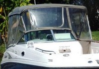 Photo of Godfrey Hurricane Sundeck 260, 2004: Bimini Top, Front Connector, Side And Aft Curtains, viewed from Starboard Front 