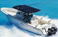 Photo of Grady White Bimini 306, 1999: Factory T-Top, viewed from Port Rear, Above Grad White (Factory OEM website photo) 