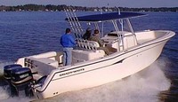 Photo of Grady White Bimini 306, 1999: factory T-Top, viewed from Starboard Rear from Product Brochure 