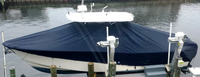 Photo of Grady White Bimini 306 20xx T-Top Boat-Cover On Lift, viewed from Starboard Side 