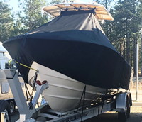 Photo of Grady White Chase 273 20xx T-Top Boat-Cover, viewed from Port Front We also have T-TopCover pattern for High Bow Rails and Pulpit 