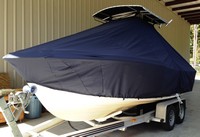Grady White® Escape 209 T-Top-Boat-Cover-Sunbrella-1399™ Custom fit TTopCover(tm) (Sunbrella(r) 9.25oz./sq.yd. solution dyed acrylic fabric) attaches beneath factory installed T-Top or Hard-Top to cover entire boat and motor(s)