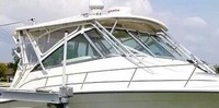 Photo of Grady White Express 360, 2013: Hard-Top, Visor, Side Curtains, Aft-Drop-Curtain Ivory Stamoid, viewed from Starboard Front 