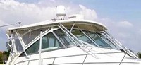 Grady White® Express 360 Hard-Top-Visor-Side-Curtains-Aft-Drop-Curtain-Strataglass-OEM-J8™ Factory 3 item (4-8 pieces) 4-sided enclosure replacement canvas set: front window Visor panels (1, 2 or 3 on Walk Around Cuddy boats), 3 on Dual Console boats), Side Curtains (pair each) and Aft Drop Curtain for factory installed Hard Top (Strataglass(r) windows, #10 zippers), OEM (Original Equipment Manufacturer)