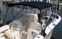 Grady White® Freedom 275 Bimini-Visor-OEM-G2.5™ Factory Front VISOR Eisenglass Window Set (typ. 3 front panels, but 1 or 2 on some boats) zips between front of OEM Bimini-Top (not included) and Windshield (NO Side-Curtains, sold separately), OEM (Original Equipment Manufacturer)