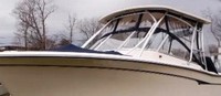 Grady White® Freedom 275 Hard-Top-Visor-Side-Curtains-Aft-Drop-Curtain-Strataglass-OEM-J5™ Factory 3 item (4-8 pieces) 4-sided enclosure replacement canvas set: front window Visor panels (1, 2 or 3 on Walk Around Cuddy boats), 3 on Dual Console boats), Side Curtains (pair each) and Aft Drop Curtain for factory installed Hard Top (Strataglass(r) windows, #10 zippers), OEM (Original Equipment Manufacturer)