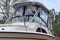Grady White® Islander 270 Hard-Top-Visor-Side-Curtains-Aft-Drop-Curtain-Strataglass-OEM-J4™ Factory 3 item (4-8 pieces) 4-sided enclosure replacement canvas set: front window Visor panels (1, 2 or 3 on Walk Around Cuddy boats), 3 on Dual Console boats), Side Curtains (pair each) and Aft Drop Curtain for factory installed Hard Top (Strataglass(r) windows, #10 zippers), OEM (Original Equipment Manufacturer)