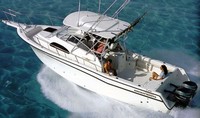 Photo of Grady White Marlin 300, 2000:, 2017 Hard-Top Brochure photo, viewed from Port Rear, Above 