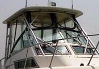 Grady White® Sailfish 272 Hard-Top-Visor-Side-Curtains-Aft-Drop-Curtain-Strataglass-OEM-J5™ Factory 3 item (4-8 pieces) 4-sided enclosure replacement canvas set: front window Visor panels (1, 2 or 3 on Walk Around Cuddy boats), 3 on Dual Console boats), Side Curtains (pair each) and Aft Drop Curtain for factory installed Hard Top (Strataglass(r) windows, #10 zippers), OEM (Original Equipment Manufacturer)