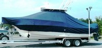 Grady White® Seafarer 226 T-Top-Boat-Cover-Elite-1499™ Custom fit TTopCover(tm) (Elite(r) Top Notch(tm) 9oz./sq.yd. fabric) attaches beneath factory installed T-Top or Hard-Top to cover boat and motors
