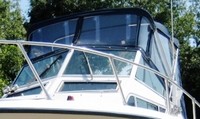 Grady White® Seafarer 228 Bimini-Visor-OEM-G0.7™ Factory Front VISOR Eisenglass Window Set (typ. 3 front panels, but 1 or 2 on some boats) zips between front of OEM Bimini-Top (not included) and Windshield (NO Side-Curtains, sold separately), OEM (Original Equipment Manufacturer)
