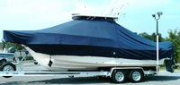 Grady White® Seafarer 228 T-Top-Boat-Cover-Sunbrella-1849™ Custom fit TTopCover(tm) (Sunbrella(r) 9.25oz./sq.yd. solution dyed acrylic fabric) attaches beneath factory installed T-Top or Hard-Top to cover entire boat and motor(s)