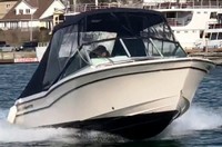 Photo of Grady White Tournament 192, 2001: Bimini Top, Visor, Side Curtains, Aft-Transom-Curtain, viewed from Starboard Front 