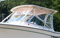 Grady White® Tournament 275 Hard-Top-Visor-Side-Curtains-Aft-Drop-Curtain-Strataglass-OEM-J5™ Factory 3 item (4-8 pieces) 4-sided enclosure replacement canvas set: front window Visor panels (1, 2 or 3 on Walk Around Cuddy boats), 3 on Dual Console boats), Side Curtains (pair each) and Aft Drop Curtain for factory installed Hard Top (Strataglass(r) windows, #10 zippers), OEM (Original Equipment Manufacturer)