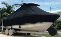 Photo of HydraSports 2500CC 20xx T-Top Boat-Cover, viewed from Starboard Front 