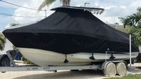 Photo of HydraSports 2500VX later models, 2005: T-Top Boat-Cover, viewed from Port Front 