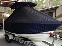 Photo of Hydrasports 2390CC 20xx T-Top Boat-Cover, viewed from Starboard Front 