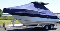 Key West® 225CC T-Top-Boat-Cover-Sunbrella-1399™ Custom fit TTopCover(tm) (Sunbrella(r) 9.25oz./sq.yd. solution dyed acrylic fabric) attaches beneath factory installed T-Top or Hard-Top to cover entire boat and motor(s)