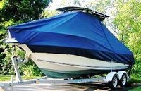 Photo of Key West® 2300CC SS 20xx T-Top Boat-Cover, viewed from Port Bow 