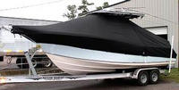Key West® 268CC T-Top-Boat-Cover-Sunbrella-1999™ Custom fit TTopCover(tm) (Sunbrella(r) 9.25oz./sq.yd. solution dyed acrylic fabric) attaches beneath factory installed T-Top or Hard-Top to cover entire boat and motor(s)