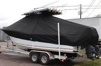 Key West® 268CC T-Top-Boat-Cover-Elite-1699™ Custom fit TTopCover(tm) (Elite(r) Top Notch(tm) 9oz./sq.yd. fabric) attaches beneath factory installed T-Top or Hard-Top to cover boat and motors