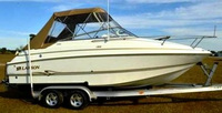 Photo of Larson Cabrio 220, 2003: Bimini Top, Connector, Side Curtains, Aft Curtain, viewed from Starboard Side 