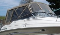 Larson® Cabrio 220 Bimini-Connector-OEM-T3.5™ Factory Front BIMINI CONNECTOR Eisenglass Window Set (also called Windscreen, typically 3 front panels, but 1 or 2 on some boats) zips between Bimini-Top (not included) and Windshield. (NO Bimini-Top OR Side-Curtains, sold separately), OEM (Original Equipment Manufacturer)