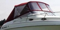Photo of Larson Cabrio 244, 1999: Bimini Top, Front Connector, Side and Aft Curtains, viewed from Starboard Front 