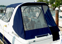 Photo of Larson Cabrio 260 Arch, 2008: Bimini Top, Front Connector, Side Curtains, Arch Aft Curtain Connection Arch Aft Curtain, viewed from Port Rear 