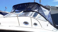 Larson® Cabrio 260 No Arch Bimini-Connector-OEM-T3™ Factory Front BIMINI CONNECTOR Eisenglass Window Set (also called Windscreen, typically 3 front panels, but 1 or 2 on some boats) zips between Bimini-Top (not included) and Windshield. (NO Bimini-Top OR Side-Curtains, sold separately), OEM (Original Equipment Manufacturer)