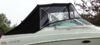 Photo of Larson Cabrio 270, 1997: Arch Bimini Top, Connector, Side Curtains, Aft Curtain, viewed from Starboard Side 