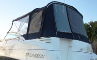 Larson® Cabrio 274 Camper-Top-Aft-Curtain-OEM-T2™ Factory Camper AFT CURTAIN with clear Eisenglass windows zips to back of OEM Camper Top and Side Curtains (not included) and connects to Transom, OEM (Original Equipment Manufacturer)