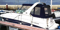 Larson® Cabrio 274 Bimini-Aft-Curtain-OEM-T4™ Factory Bimini AFT CURTAIN with Eisenglass window(s) for Bimini-Top (not included) angles back to Transom area (not vertical), OEM (Original Equipment Manufacturer)