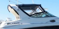 Photo of Larson Cabrio 290 Arch, 2005: Bimini Top, Connector, Side Curtains, Aft Connection, viewed from Starboard Side 