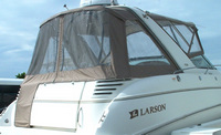 Photo of Larson Cabrio 310, 2003: Bimini Top, Front Connector, Side Curtains, Camper Top, Camper Side and Aft Curtains, viewed from Starboard Rear 