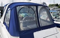 Larson® Cabrio 310 Camper-Top-Aft-Curtain-OEM-T5™ Factory Camper AFT CURTAIN with clear Eisenglass windows zips to back of OEM Camper Top and Side Curtains (not included) and connects to Transom, OEM (Original Equipment Manufacturer)